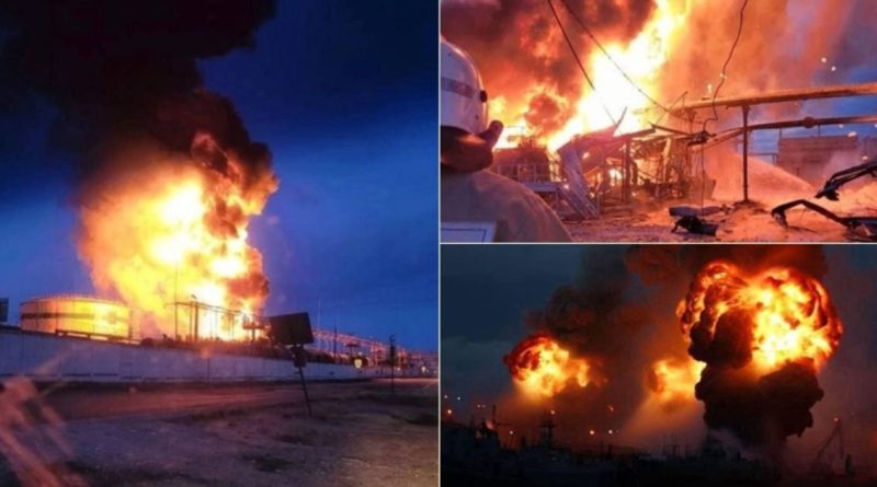 Një sulm me dron ukrainas shkaktoi një zjarr të madh dhe dëmtoi cisterna të shumta me karburant – në një depo nafte të Rusisë